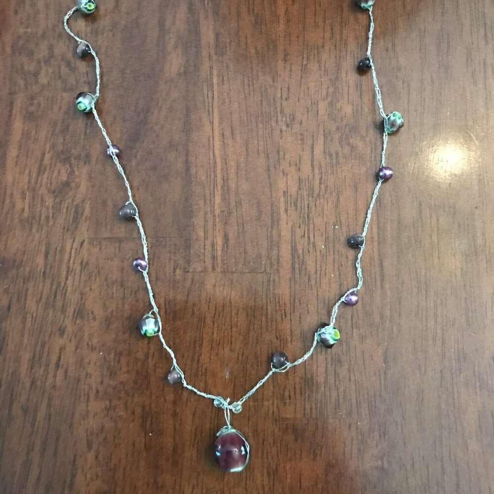 Purple fused glass pendant